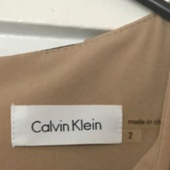 Calvin Klein TAN AND BLACK colorblock dress NEW - Picture 3 of 6